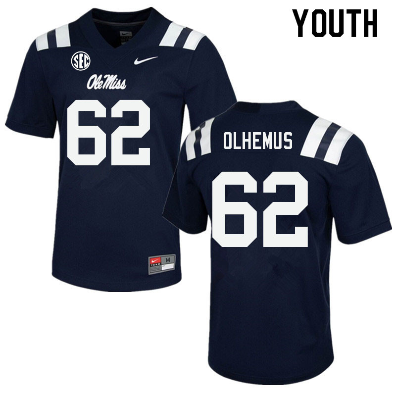 Youth #62 Andrew Polhemus Ole Miss Rebels College Football Jerseys Sale-Navy